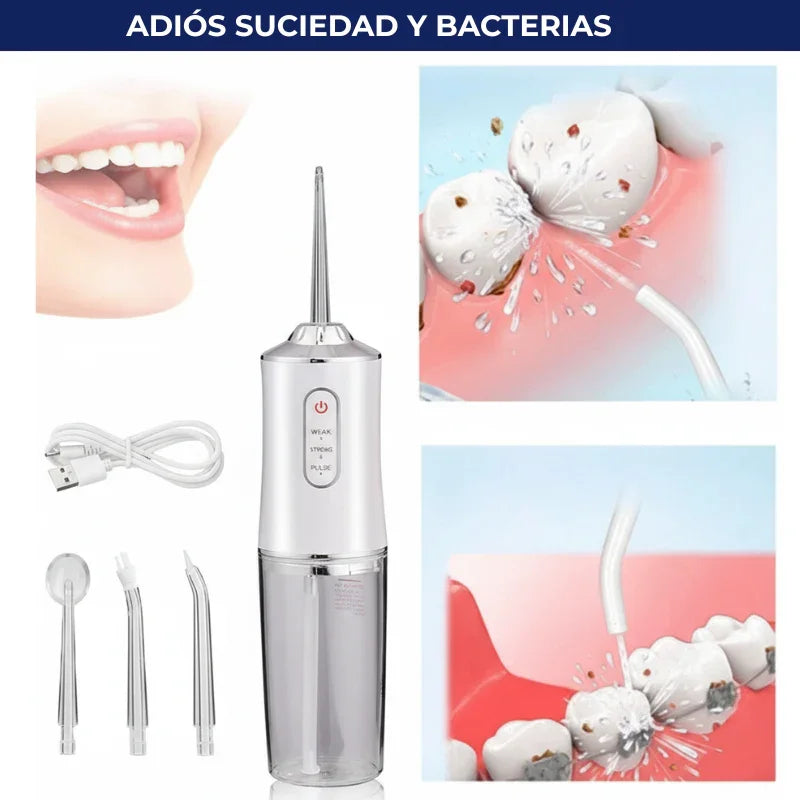 OralPulse™ Irrigador oral - Protección total contra bacterias bucales | Kit boquillas de regalo